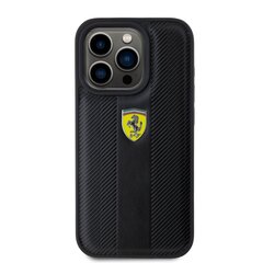 Ferrari PU Leather Carbon Vertical Red Line Case for iPhone 15 Pro Black цена и информация | Чехлы для телефонов | 220.lv