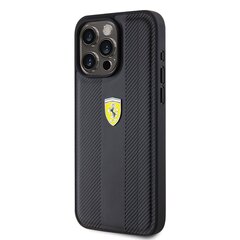Ferrari PU Leather Carbon Vertical Red Line Case for iPhone 15 Pro Max Black цена и информация | Чехлы для телефонов | 220.lv