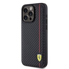 Ferrari PU Leather Carbon Vertical Red Line Case for iPhone 15 Pro Max Black цена и информация | Чехлы для телефонов | 220.lv