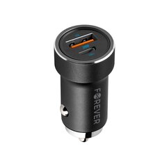 Forever CC-06 PD QC car charger 1x USB-C 1x USB 20W black + USB-C - Lightning cable 27W цена и информация | Зарядные устройства для телефонов | 220.lv