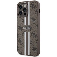 Guess GUHMP15XP4RPSW iPhone 15 Pro Max 6.7" brązowy|brown hardcase 4G Printed Stripes MagSafe цена и информация | Чехлы для телефонов | 220.lv