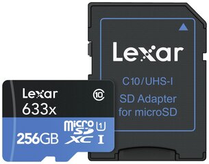 Lexar microSDXC 633x UHS-I 256GB cena un informācija | Atmiņas kartes mobilajiem telefoniem | 220.lv