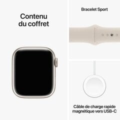 Apple Watch Series 9 GPS 41mm Starlight Aluminium Case with Starlight Sport Band - S/M MR8T3ET/A цена и информация | Смарт-часы (smartwatch) | 220.lv