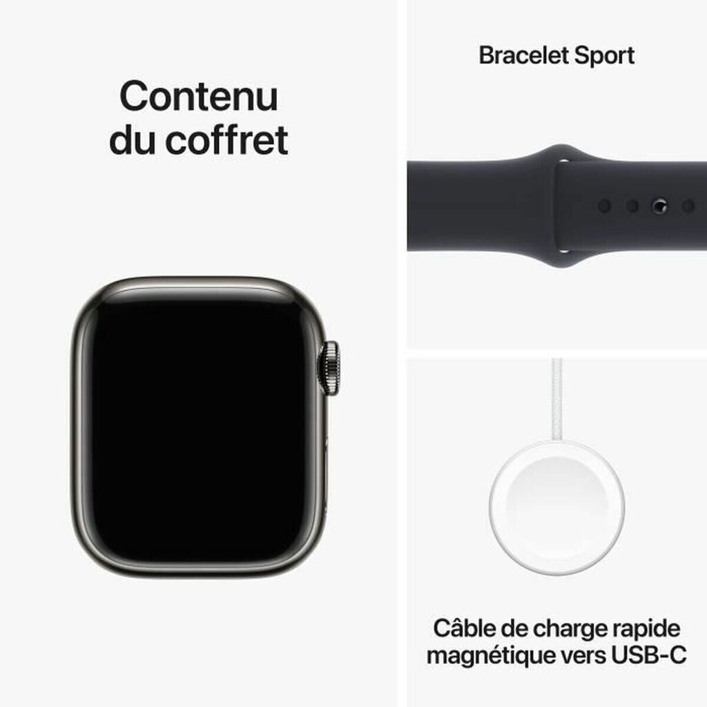 Apple Watch Series 9 41mm Graphite Stainless Steel/Midnight Sport Band цена и информация | Viedpulksteņi (smartwatch) | 220.lv