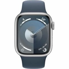 Apple Watch Series 9 GPS 41mm Silver Aluminium Case with Storm Blue Sport Band - M/L MR913ET/A цена и информация | Смарт-часы (smartwatch) | 220.lv