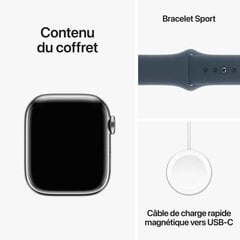 Apple Watch Series 9 41mm Silver Stainless Steel/Storm Blue Sport Band cena un informācija | Viedpulksteņi (smartwatch) | 220.lv