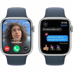 Apple Watch Series 9 45mm Silver Aluminum/Storm Blue Sport Band цена и информация | Смарт-часы (smartwatch) | 220.lv