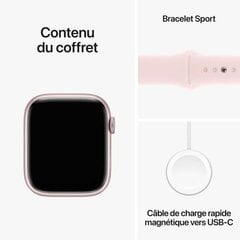 Apple Watch Series 9 GPS 45mm Pink Aluminium Case with Light Pink Sport Band - M/L MR9H3ET/A цена и информация | Смарт-часы (smartwatch) | 220.lv