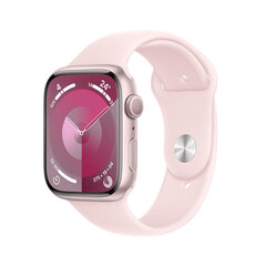 Apple Watch Series 9 GPS 45mm Pink Aluminium Case with Light Pink Sport Band - M/L MR9H3ET/A цена и информация | Смарт-часы (smartwatch) | 220.lv