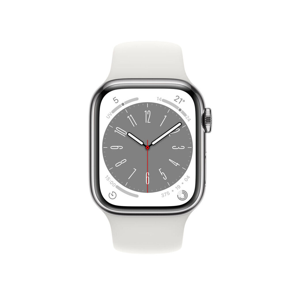 Apple Watch Series 8 41mm Silver Stainless Steel/White Sport Band cena un informācija | Viedpulksteņi (smartwatch) | 220.lv