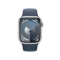 Apple Watch Series 9 GPS 41mm Silver Aluminium Case with Storm Blue Sport Band - M/L MR913ET/A цена и информация | Смарт-часы (smartwatch) | 220.lv