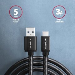 Кабель AXAGON BUCM3-AM20AB USB-C < > USB-A USB 3.2 поколения 1/3A/алюминий/черный в оплетке/2 м цена и информация | Кабели для телефонов | 220.lv