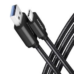 Кабель AXAGON BUCM3-AM20AB USB-C < > USB-A USB 3.2 поколения 1/3A/алюминий/черный в оплетке/2 м цена и информация | Кабели для телефонов | 220.lv