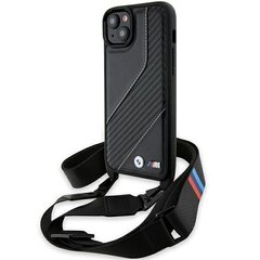 BMW BMHCP15M23PSCCK iPhone 15 Plus | 14 Plus 6.7" czarny|black hardcase M Edition Carbon Stripe & Strap цена и информация | Чехлы для телефонов | 220.lv