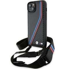 BMW BMHCP15M23PSVTK iPhone 15 Plus | 14 Plus 6.7" czarny|black hardcase M Edition Carbon Tricolor Lines & Strap цена и информация | Чехлы для телефонов | 220.lv