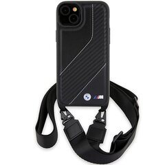 BMW BMHCP15S23PSCCK iPhone 15 | 14 | 13 czarny|black hardcase M Edition Carbon Stripe & Strap цена и информация | Чехлы для телефонов | 220.lv