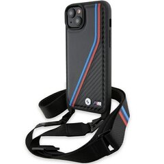 BMW BMHCP15S23PSVTK iPhone 15 | 14 | 13 czarny|black hardcase M Edition Carbon Tricolor Lines & Strap цена и информация | Чехлы для телефонов | 220.lv