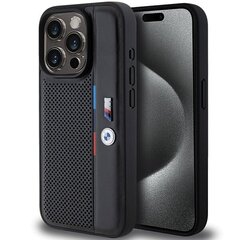 BMW BMHCP15X23PUPVK iPhone 15 Pro Max 6.7" czarny|black hardcase Perforated Tricolor Line цена и информация | Чехлы для телефонов | 220.lv