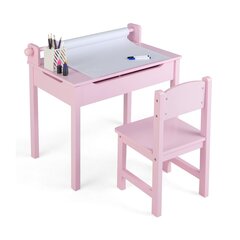 Детский стол со стулом Costway,розовый цена и информация | Детские столы и стулья | 220.lv