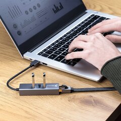 Reagle Tīkla adapteris Hub USB-A 3.1 GIGABIT LAN RJ45 1GB цена и информация | Адаптеры и USB разветвители | 220.lv