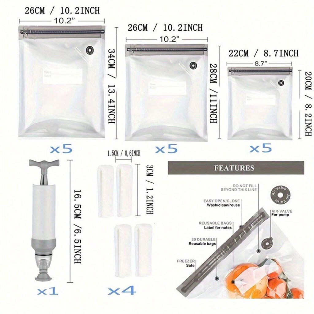 Vakuuma maisiņi ar sūkni cena un informācija | Trauki pārtikas uzglabāšanai | 220.lv