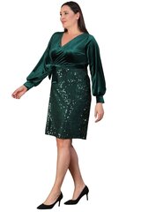 Зеленое бархатное платье с чешуей T1329-44/46 цена и информация | Платья | 220.lv