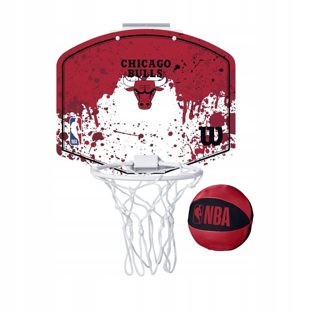 Mini basketbola vairogs ar bumbu Wilson NBA Team Chicago Bulls, 30x25 cm cena un informācija | Basketbola grozi | 220.lv