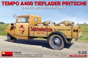 Līmējošais modelis MiniArt 38045 Tempo A400 Tieflader Pritsche 3-Wheel Beer Delivery Truck 1/35 цена и информация | Склеиваемые модели | 220.lv