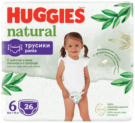 Autiņbiksītes Huggies Natural Pants 6, 15+kg, 26gab. cena un informācija | Autiņbiksītes | 220.lv