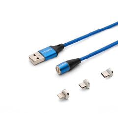 Savio CL-157 USB-кабель 2 м USB 2.0 USB C Micro USB A/Lightning Blue цена и информация | Кабели для телефонов | 220.lv