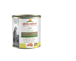 Almo Nature HFC Natural, papildbarība kaķiem, vista un lasis, 12x280g cena un informācija | Konservi kaķiem | 220.lv