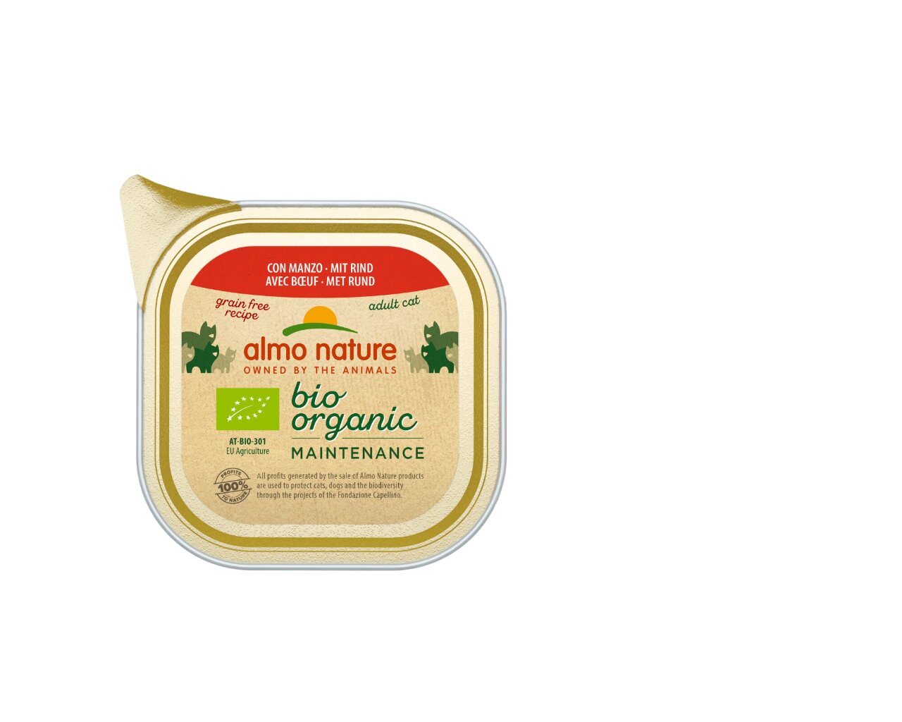 Almo Nature Bio Organic, pilnvērtīga barība kaķiem, liellopa gaļas pastēte, 19x85g cena un informācija | Konservi kaķiem | 220.lv