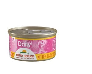 Almo Nature Daily, pilnvērtīga barība kaķēniem 2-12m.v., gaisīga pastēte ar vistu, 6x85g cena un informācija | Konservi kaķiem | 220.lv