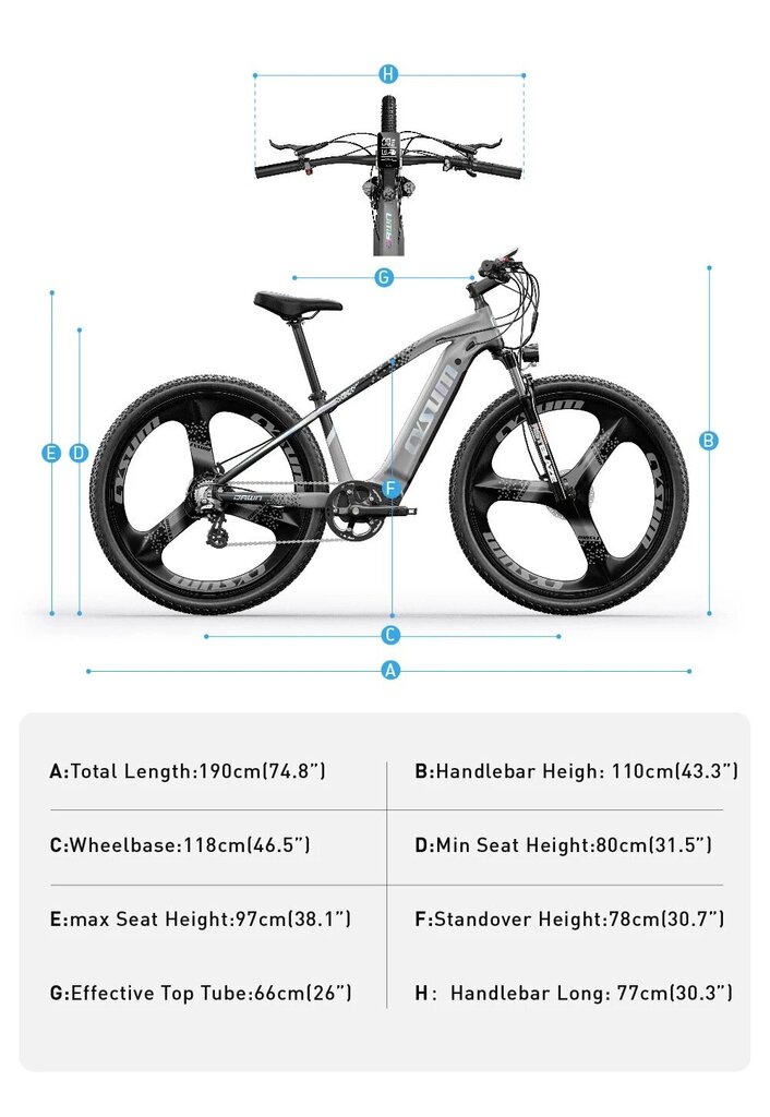 Elektriskais velosipēds CYSUM M520, 29", melns cena un informācija | Elektrovelosipēdi | 220.lv