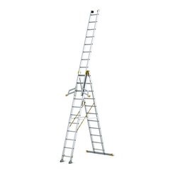 Trīsdaļīgas daudzfunkcionālas kāpnes Drabest Pro MAX 3x11 ar kronšteiniem cena un informācija | Saliekamās kāpnes, celtniecības sastatnes | 220.lv
