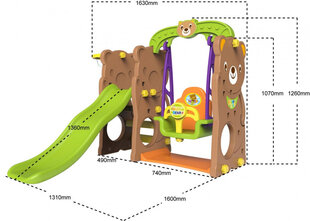 Садовая горка 3 в 1, качели, баскетбол для детей, плюшевый мишка цена и информация | Горки и лесенки | 220.lv