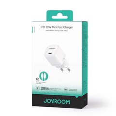 Сетевая зарядка Joyroom JR-TCF02 USB-C PD20W + USB-C 1.0m cable белая цена и информация | Зарядные устройства для телефонов | 220.lv