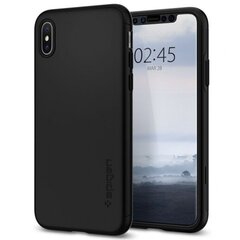 „Spigen“ Thin Fit 360 пластиковый чехол - чёрный + защитное стекло (iPhone Xs Max) цена и информация | Чехлы для телефонов | 220.lv