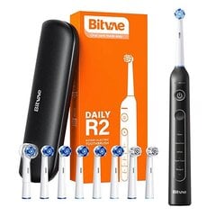 Bitvae Звуковая зубная щетка с набором насадок и дорожным футляром Bitvae R2 (черный) цена и информация | Электрические зубные щетки | 220.lv