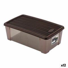 Ящик с крышкой Stefanplast 19,5 x 11,5 x 33 cm Пластик Шоколад 5 L (12 штук) цена и информация | Ящики для вещей | 220.lv