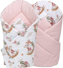 Двусторонний детский конверт - плед Babymam, 80x80 cm, white/pink цена и информация | Детские подушки, конверты, спальники | 220.lv