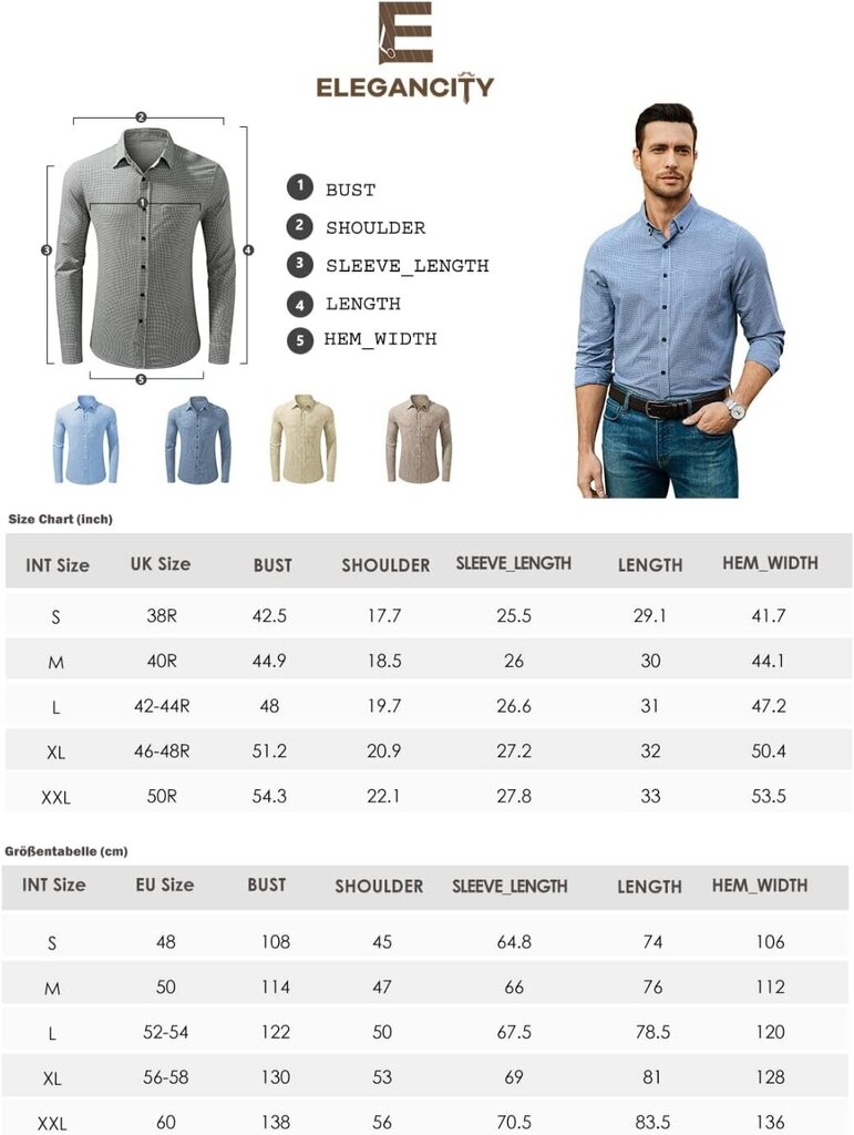 Krekls vīriešiem Elegancity, zils/balts cena un informācija | Vīriešu krekli | 220.lv