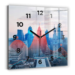 Sienas pulkstenis Debesskrāpji Filadelfijā, 30x30 cm cena un informācija | Pulksteņi | 220.lv