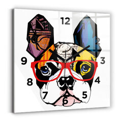 Sienas pulkstenis Franču Buldogs Ar Brillēm, 30x30 cm cena un informācija | Pulksteņi | 220.lv