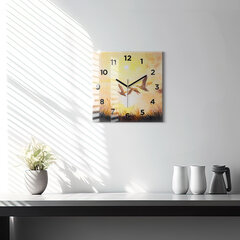 Sienas pulkstenis Putni Saulrietā, 30x30 cm cena un informācija | Pulksteņi | 220.lv