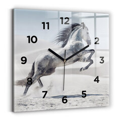 Sienas pulkstenis Galloping Balts Zirgs, 30x30 cm cena un informācija | Pulksteņi | 220.lv