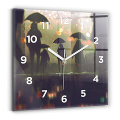 Sienas pulkstenis Cilvēki Ar Lietussargiem, 30x30 cm cena un informācija | Pulksteņi | 220.lv