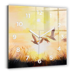 Sienas pulkstenis Putni Saulrietā, 30x30 cm cena un informācija | Pulksteņi | 220.lv