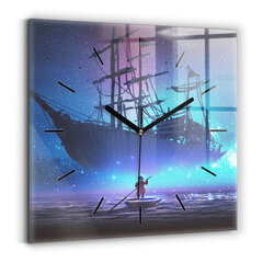 Sienas pulkstenis Fantāzijas Burāšanas Kuģis, 30x30 cm cena un informācija | Pulksteņi | 220.lv