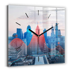 Sienas pulkstenis Debesskrāpji Filadelfijā, 30x30 cm cena un informācija | Pulksteņi | 220.lv